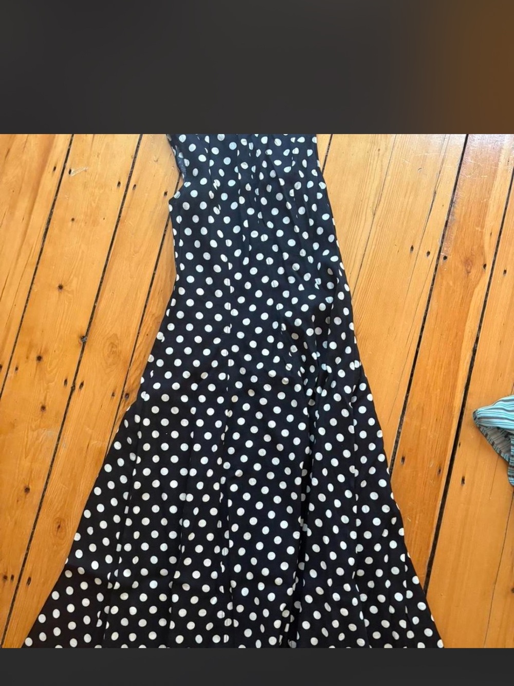 Zara Black Maxi Skirt with White Polka Dots